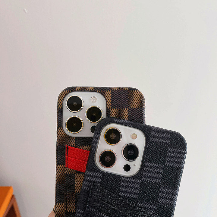 Metal Logo Leather Card Holder Case