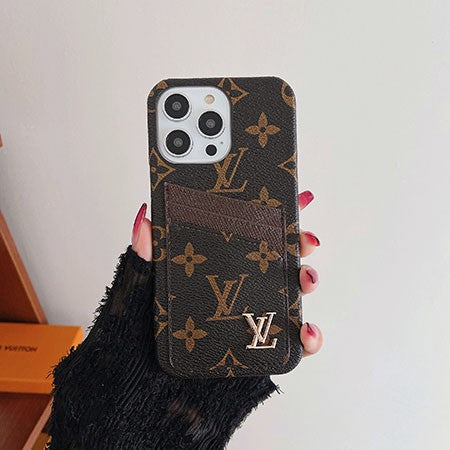 Metal Logo Leather Card Holder Case