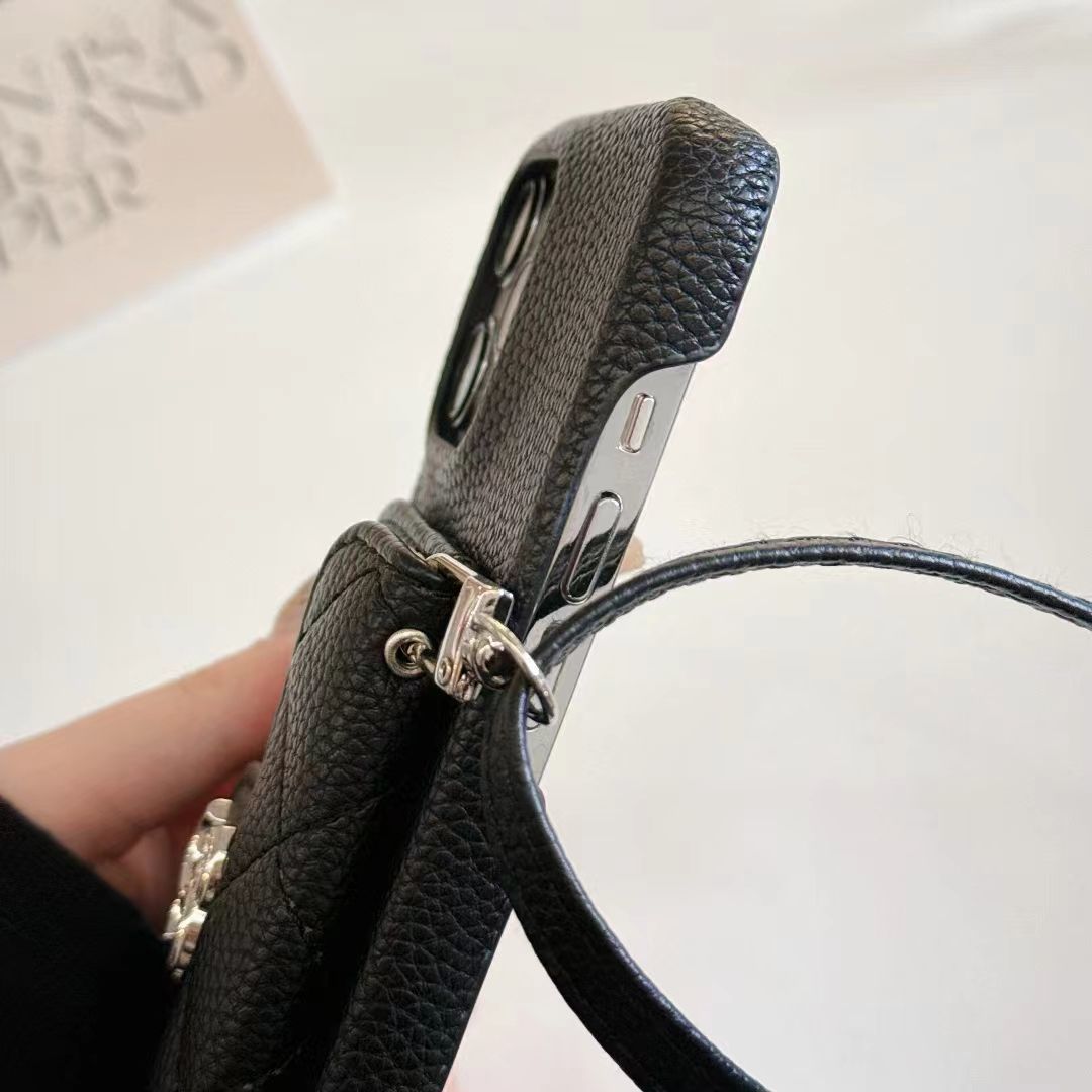 Classic Leather Card Holder Lanyard Case