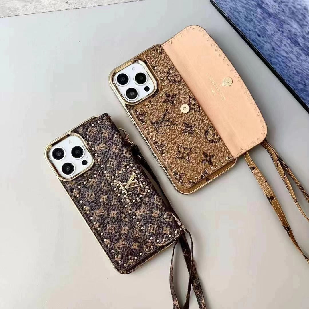 Luxury Rivet Leather Crossbody Case