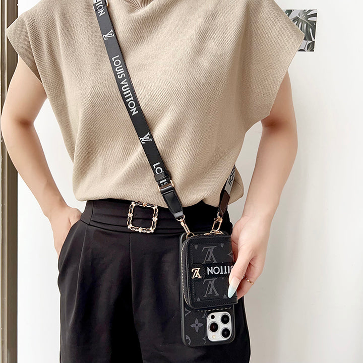 Retro Leather Wallet Lanyard Case