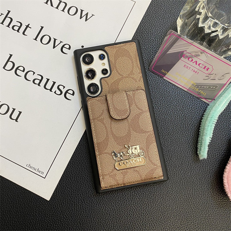 Leather Embossed Carriage Card Lanyard Samsung Case