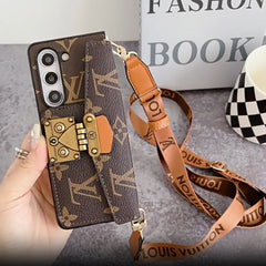 Embossed Leather Crossbody Coin Purse Fold Case