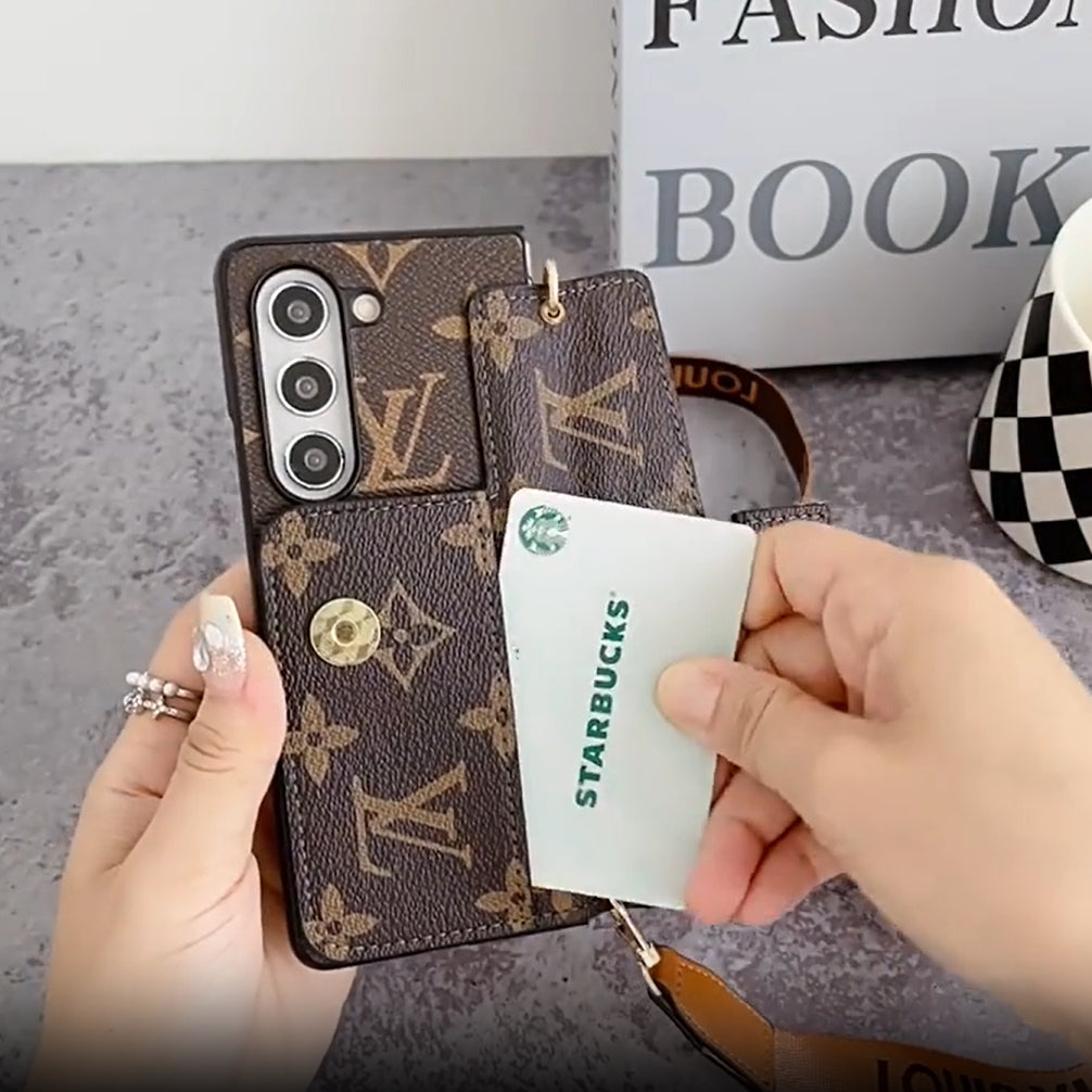 Embossed Leather Crossbody Coin Purse Fold Case