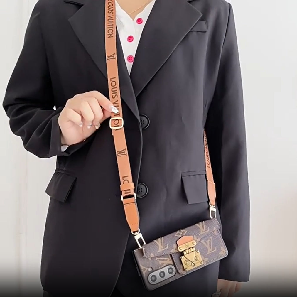 Embossed Leather Crossbody Coin Purse Fold Case