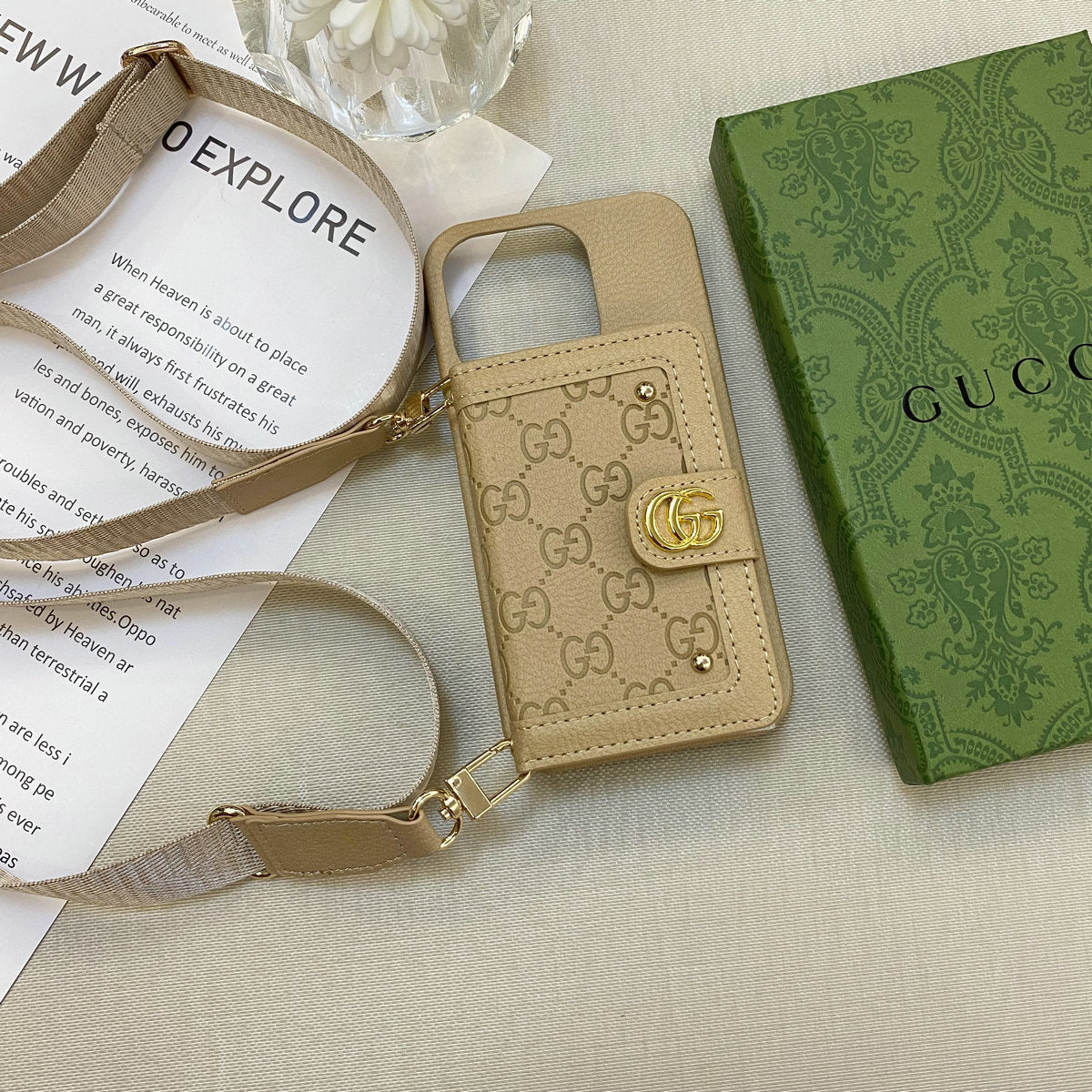 Leather Rivet Card Wallet Crossbody Case