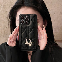 Fashion Luxury Pearl Logo Leather Case
