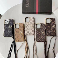 Luxury Rivet Leather Crossbody Case