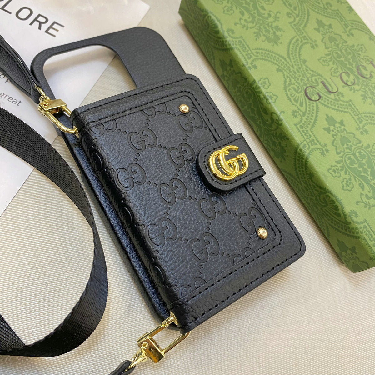 Leather Rivet Card Wallet Crossbody Case