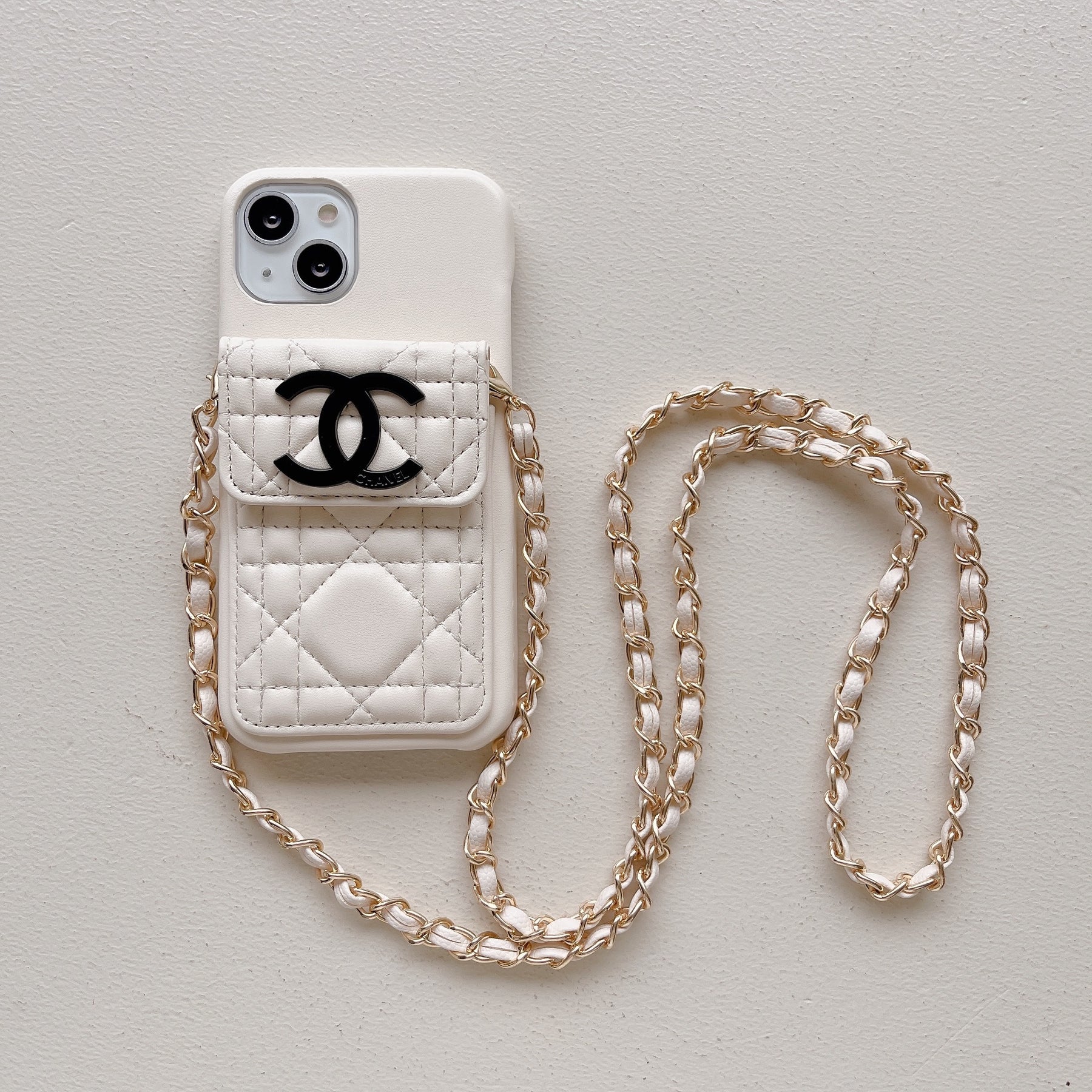 Elegant Leather Chain Lanyard Case