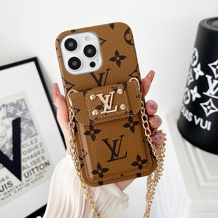 Monogram Embossed Leather Chain Case