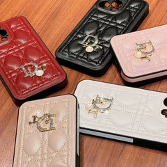 Fashion Luxury Pearl Logo Leather Case