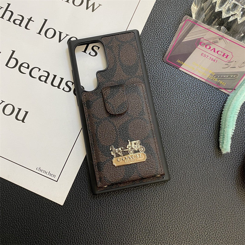 Leather Embossed Carriage Card Lanyard Samsung Case