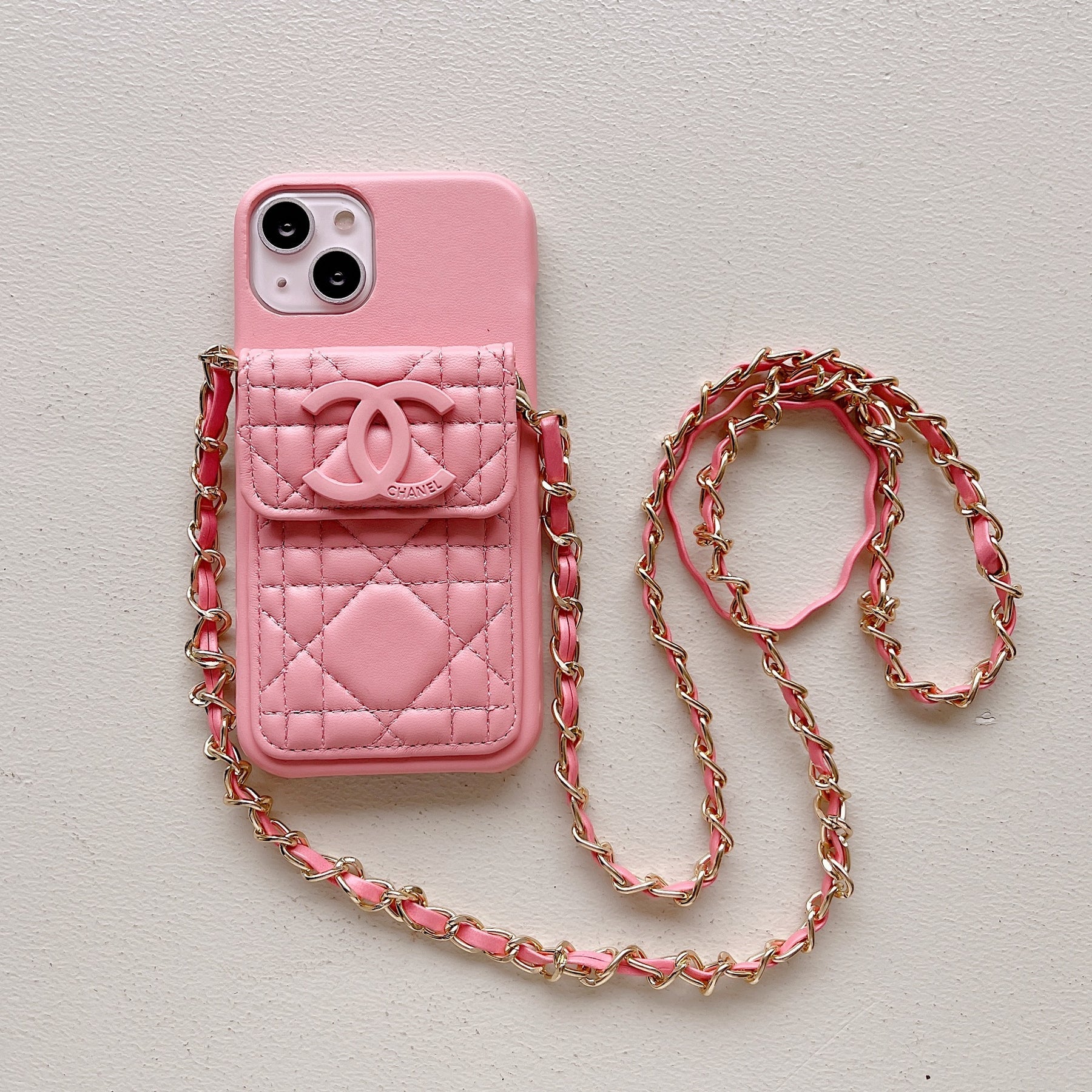 Elegant Leather Chain Lanyard Case