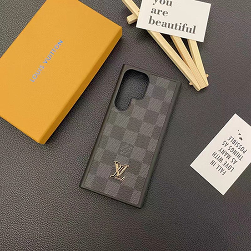 Monogram Leather Metal Logo Case