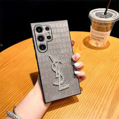 Stylish Diamond Logo Leather Samsung Case