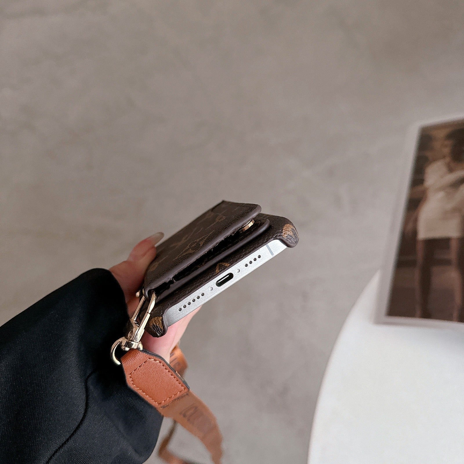 Premium Leather Wallet Lanyard Case