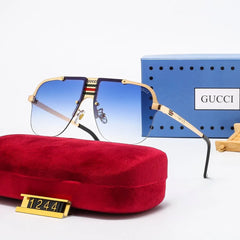 New Striped Metal Frame Unisex Sunglasses