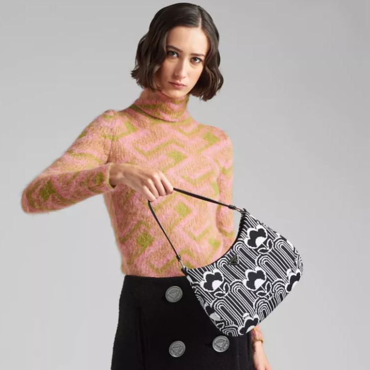 Cleo Series Jacquard Knit Shoulder Bag