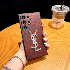 Stylish Diamond Logo Leather Samsung Case