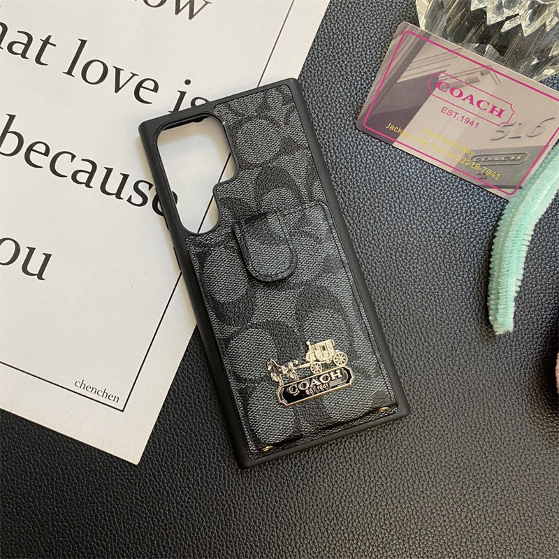 Leather Embossed Carriage Card Lanyard Samsung Case