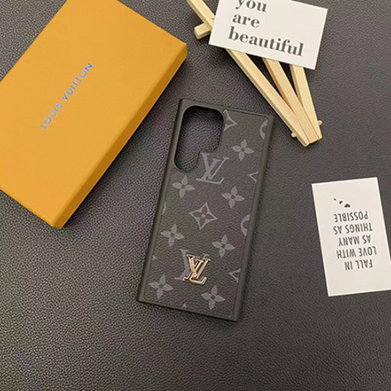 Monogram Leather Metal Logo Case