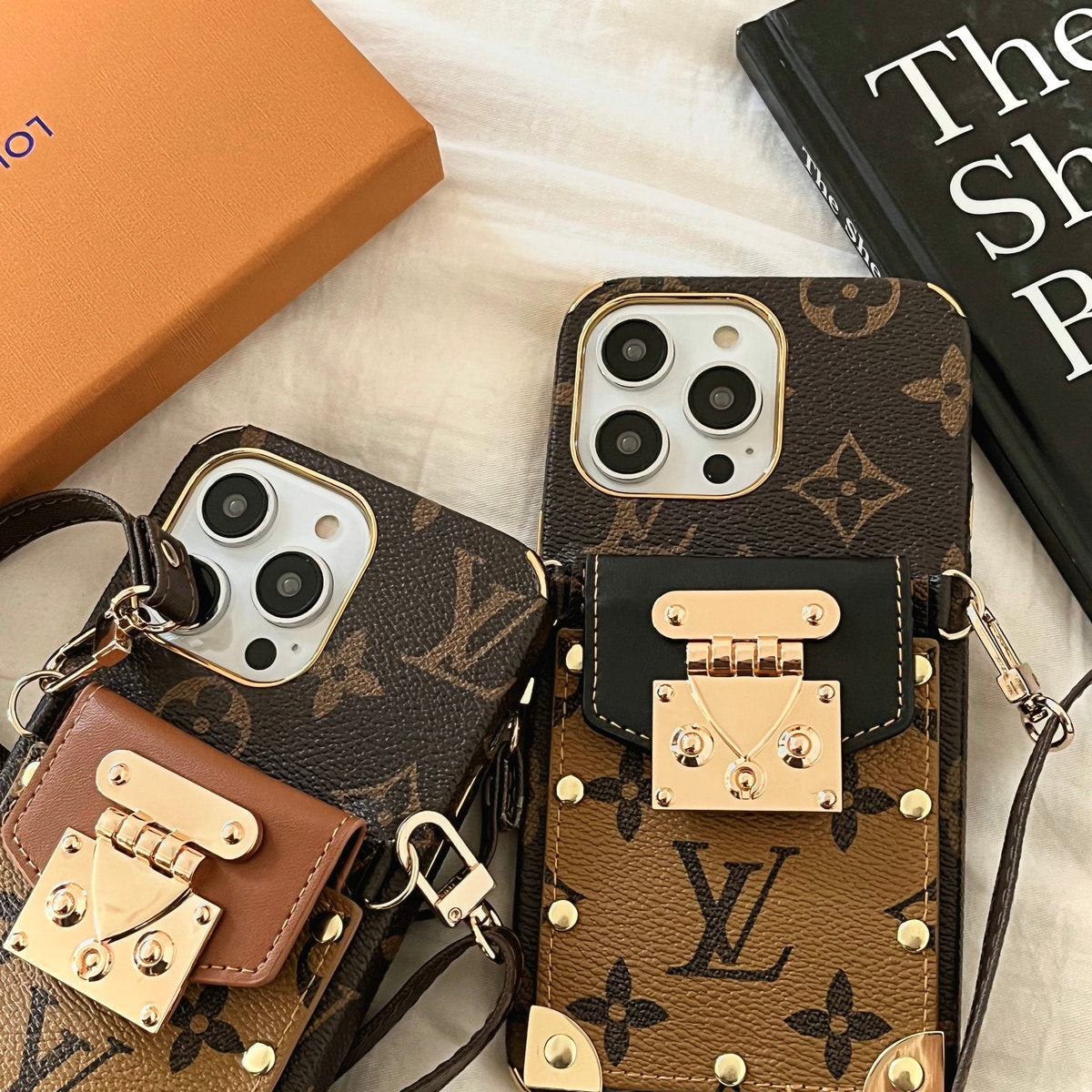 Leather Classic Embossed Card Holder Crossbody Case