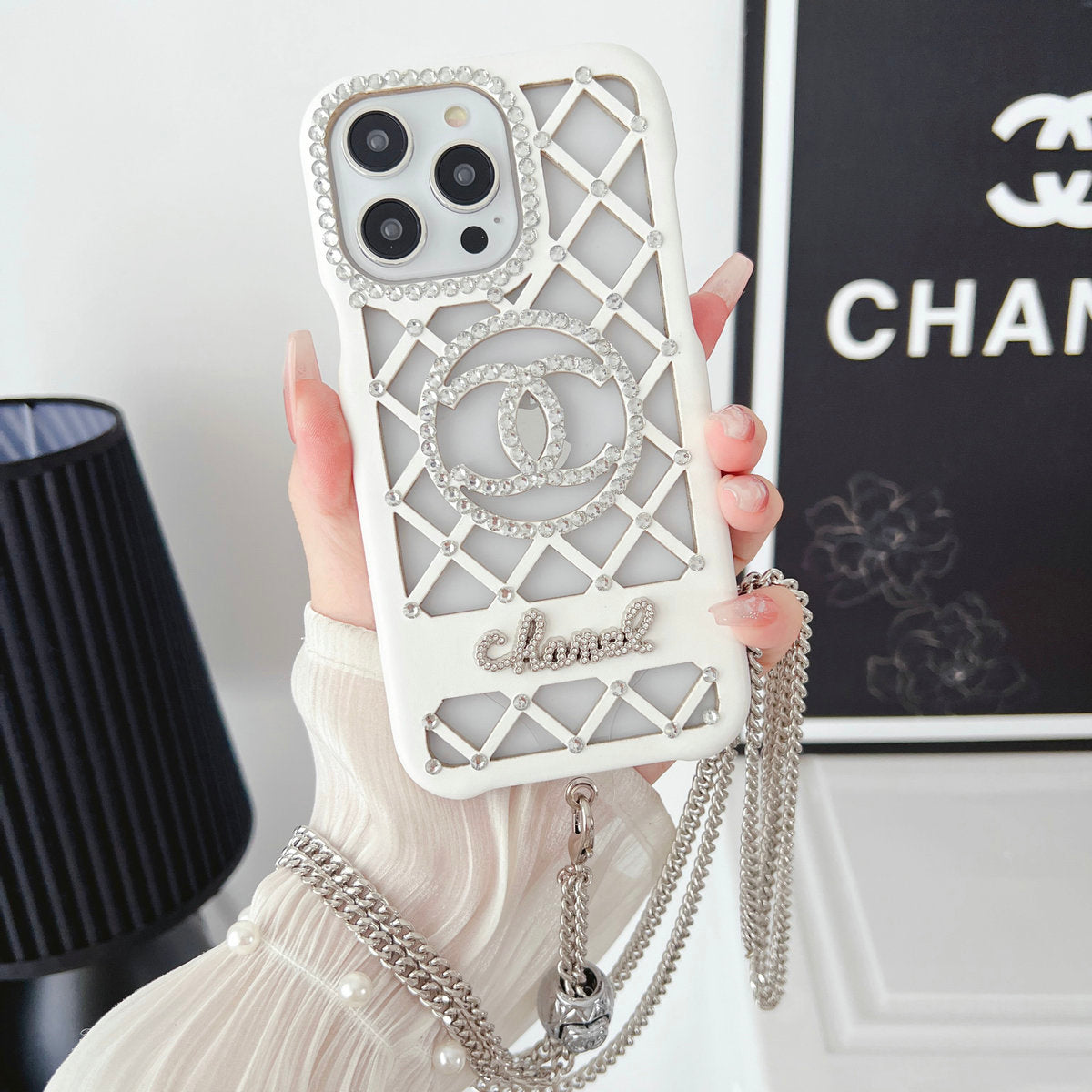 Luxury Hollow Diamond Crossbody Case