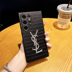 Stylish Diamond Logo Leather Samsung Case