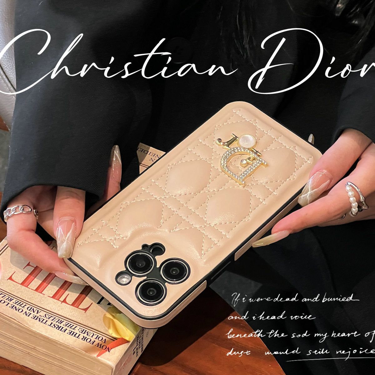 Fashion Luxury Pearl Logo Leather Case