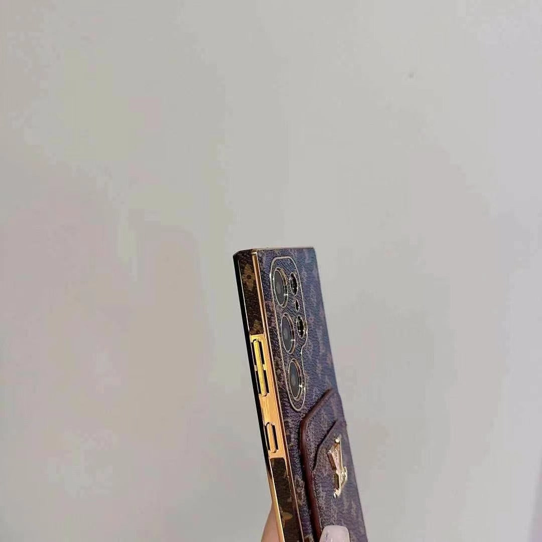 Retro Electroplating Embossed Card Holder Samsung Case