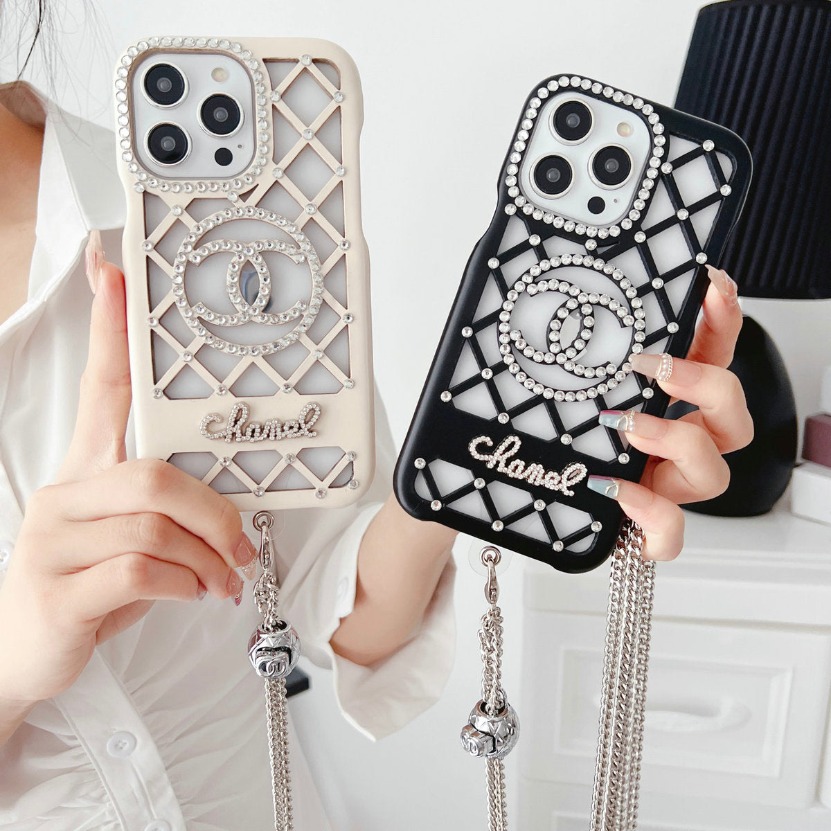 Luxury Hollow Diamond Crossbody Case