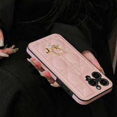 Fashion Luxury Pearl Logo Leather Case