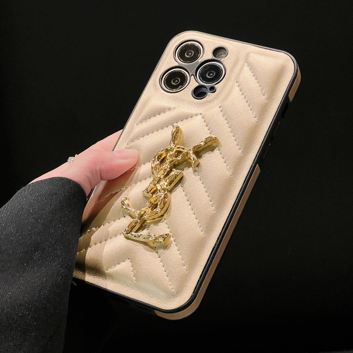 Sparkling Luxury Logo Leather Case