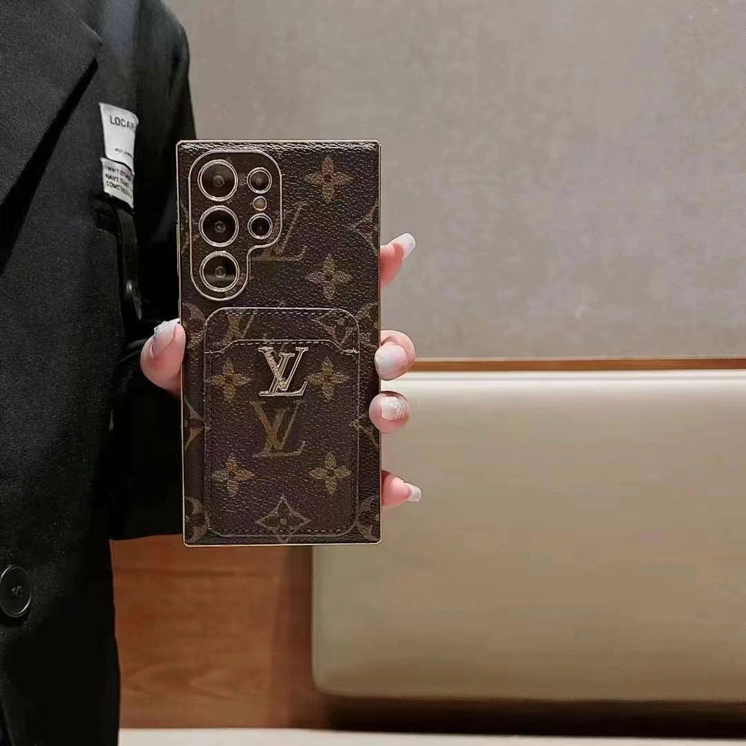 Retro Electroplating Embossed Card Holder Samsung Case
