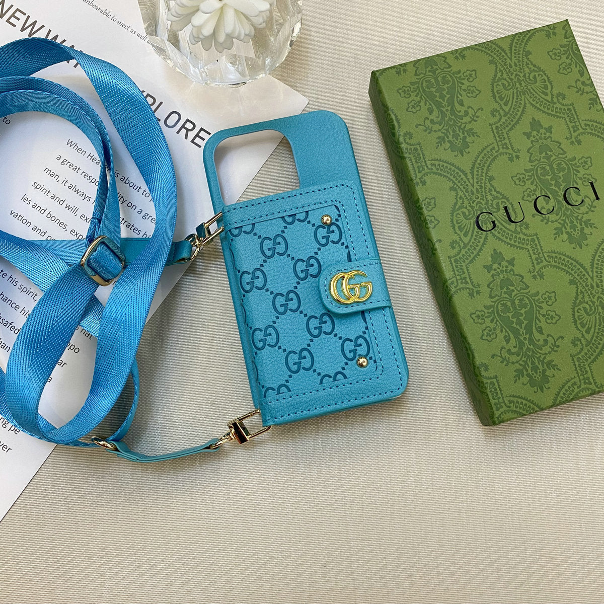 Leather Rivet Card Wallet Crossbody Case