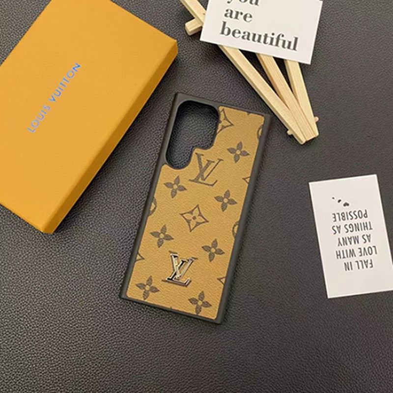 Monogram Leather Metal Logo Case