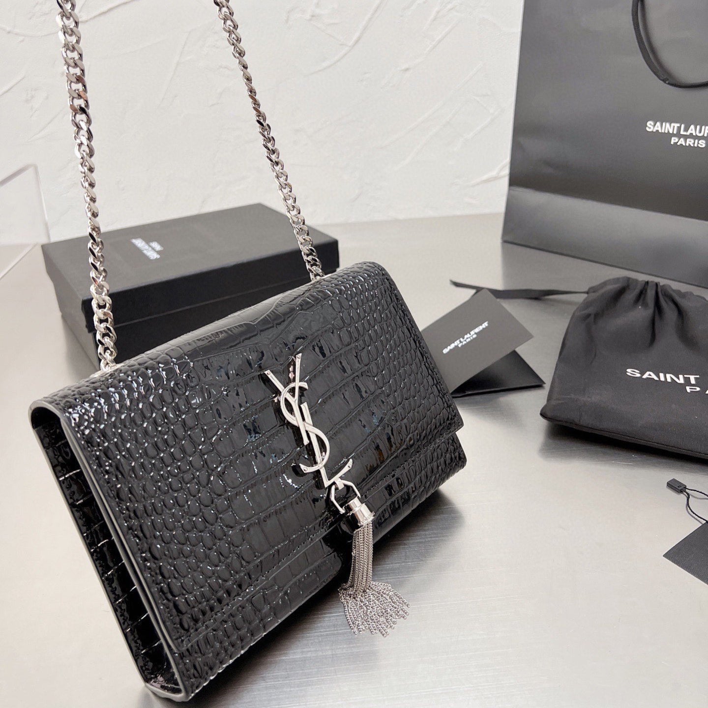Kate Crocodile Chain Fringe Bag
