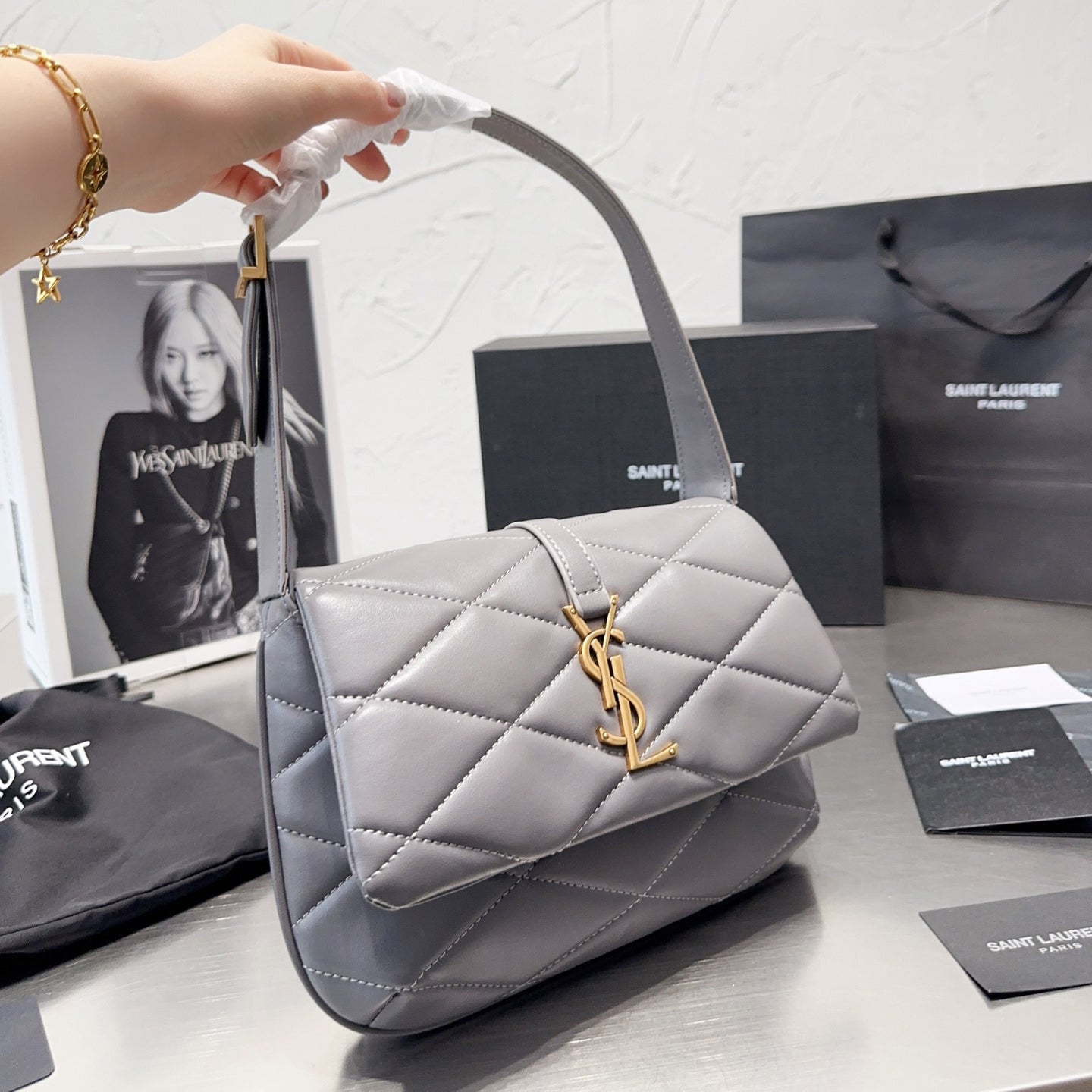 Quilted Leather Flap Sholder Bag