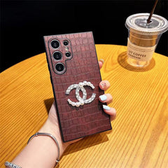 Fashionable Diamond Logo Leather Samsung Case