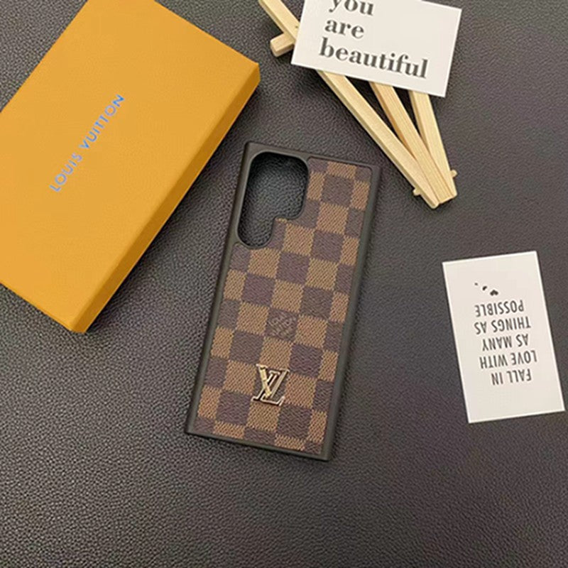 Monogram Leather Metal Logo Case