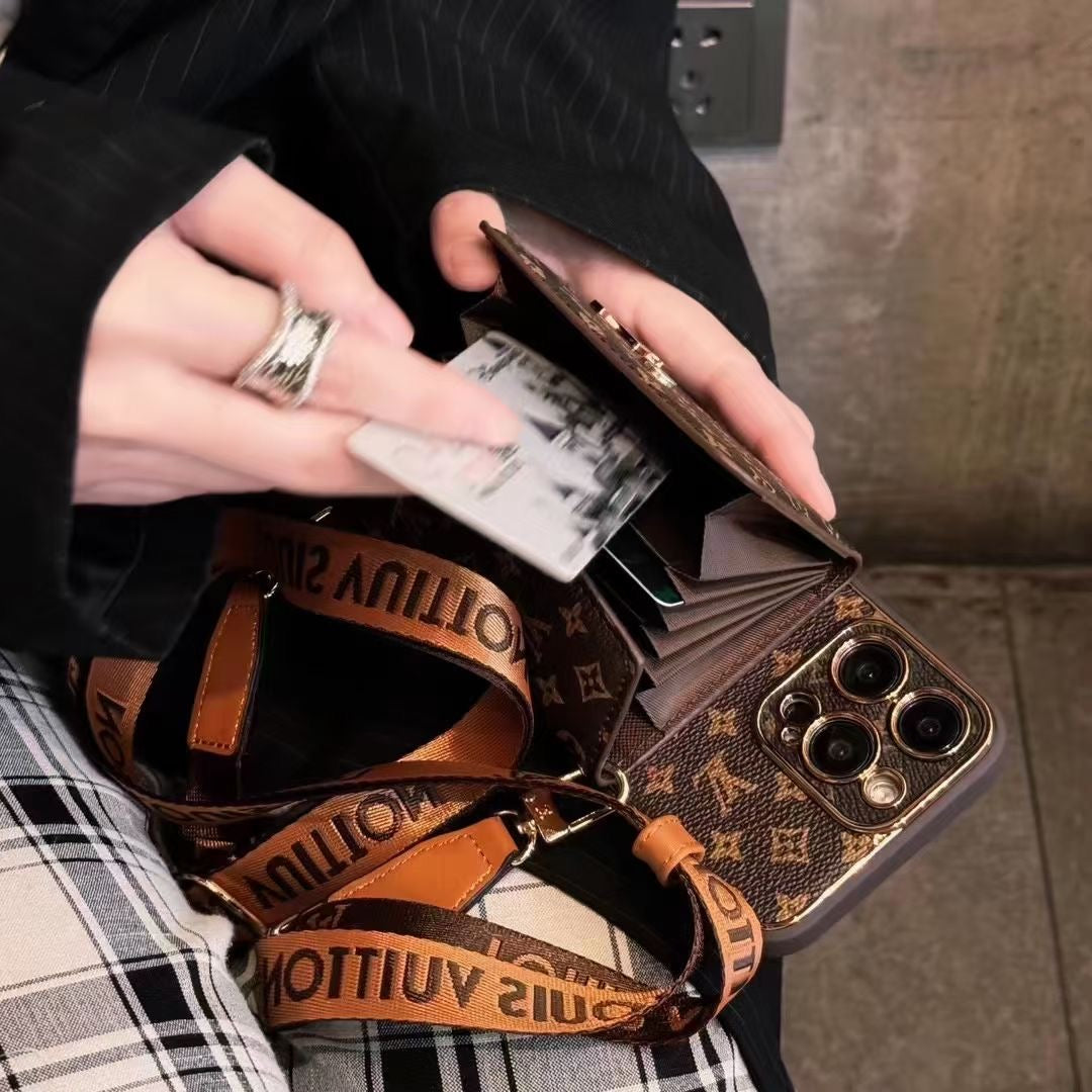 Luxe Printed Leather Crossbody Coin Purse Case