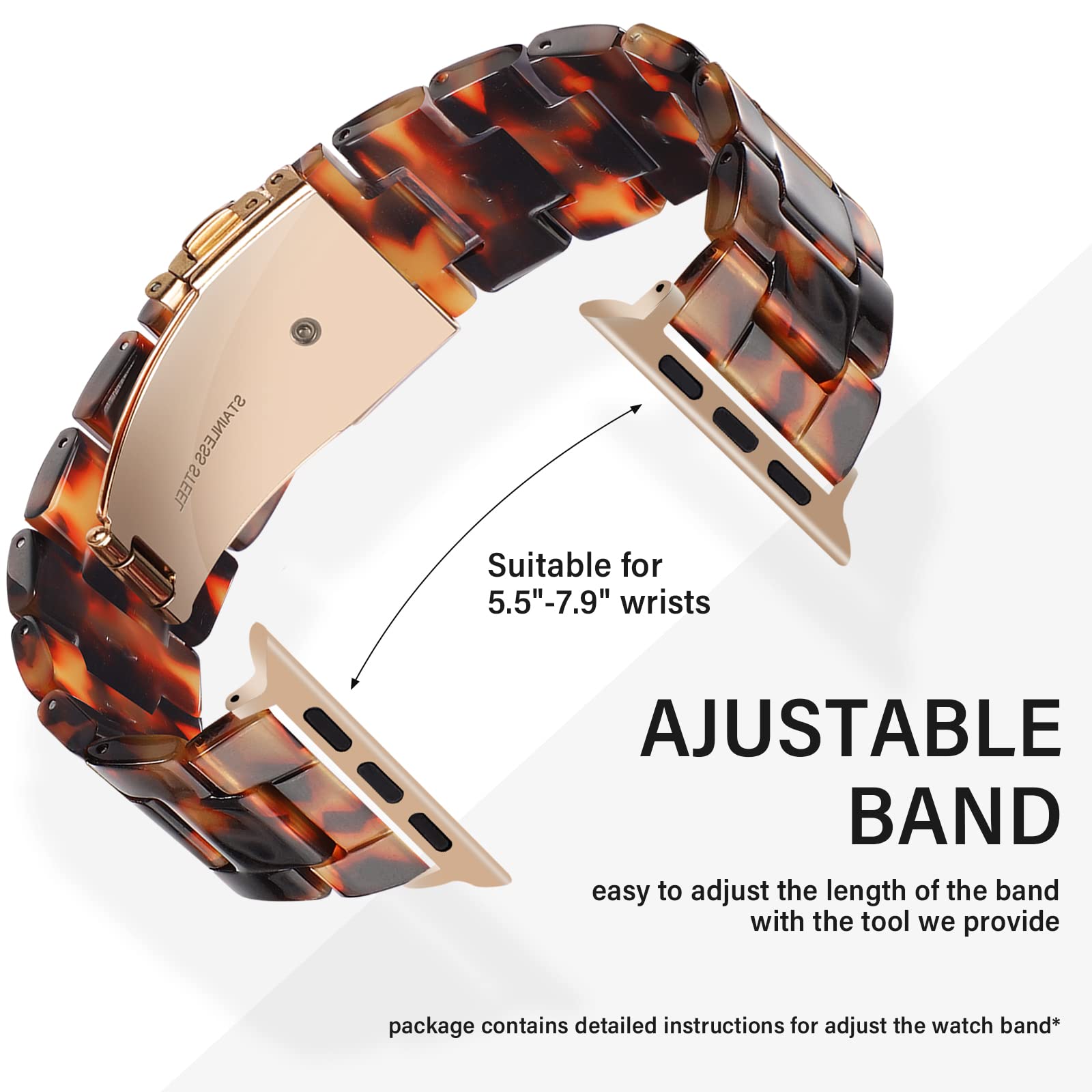 Amber Tortoiseshell Resin Band