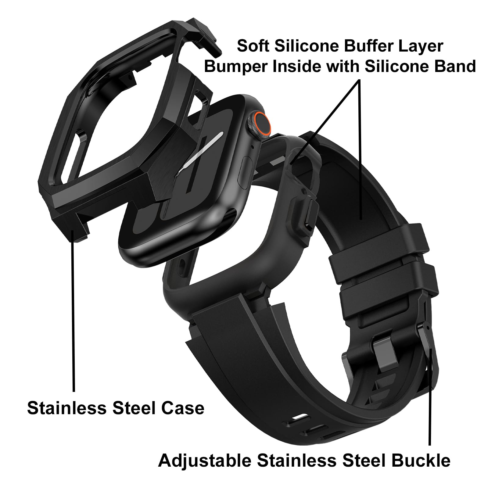 Luxury Black Metal Case with Band