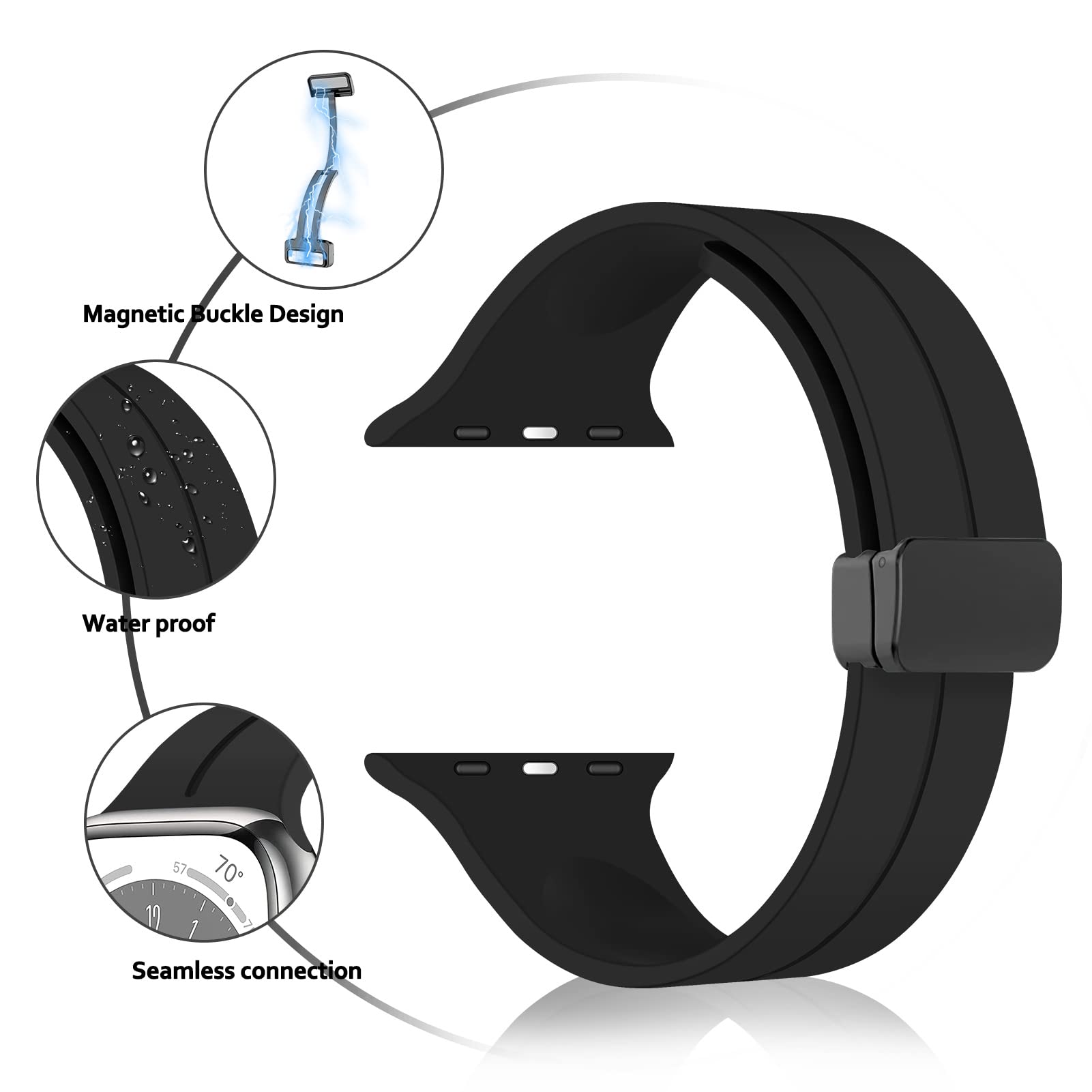 Vertical Stripe Magnetic Silicone Band for Apple Watch