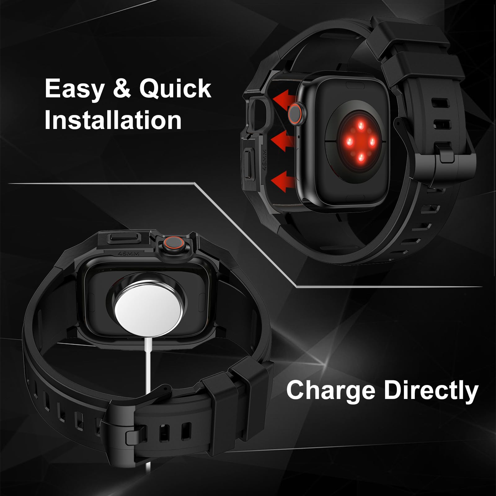 Luxury Black Metal Case with Band