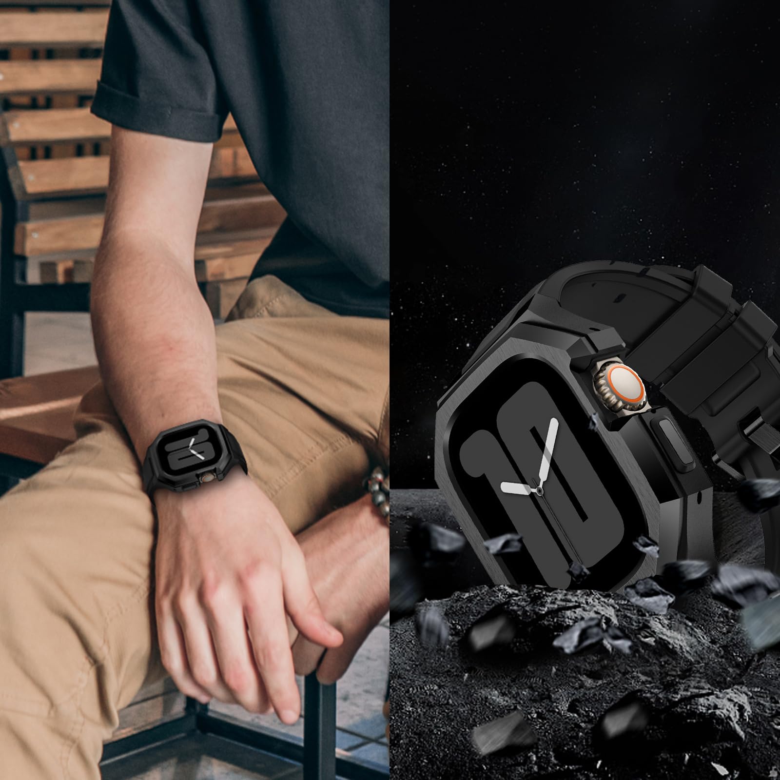 Luxury Black Metal Case with Band