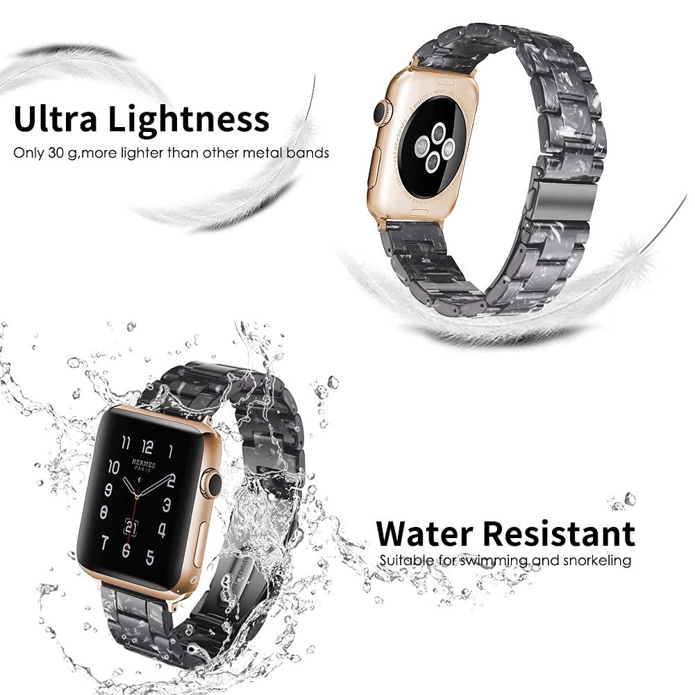 Black Flower Resin Band