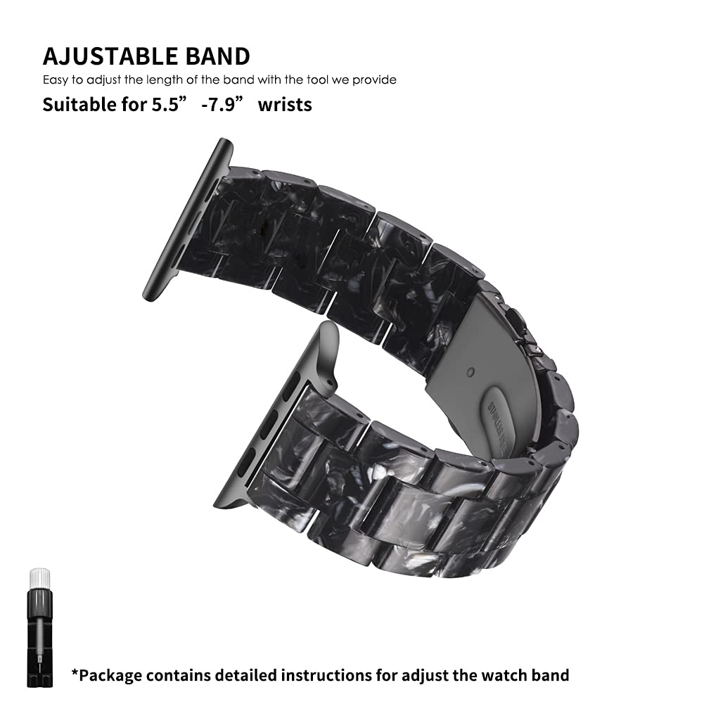 Black Flower Resin Band