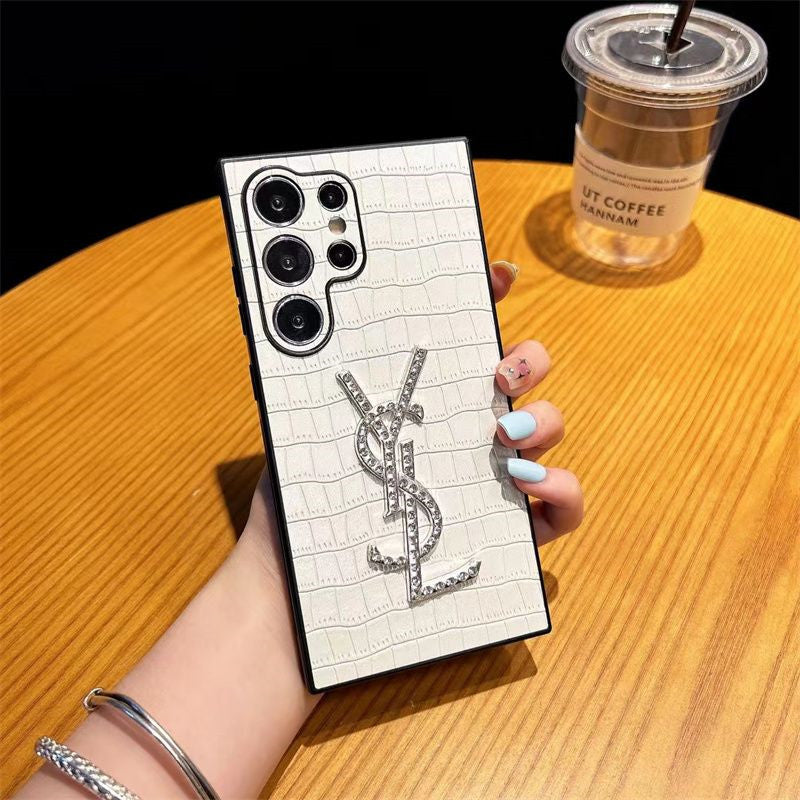 Stylish Diamond Logo Leather Samsung Case